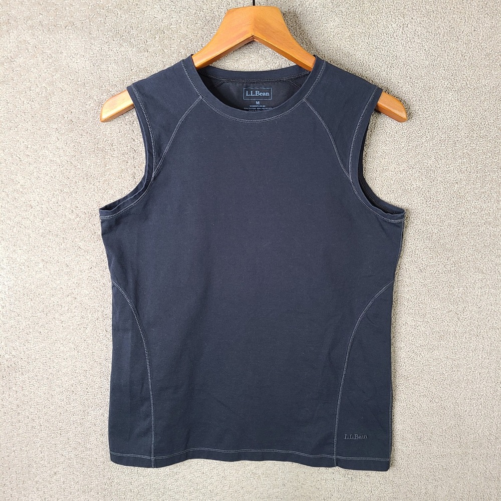 LL Bean Shirt Womens M‎ Black Sleeveless Tank Top Cotton Blend Athletic Fit